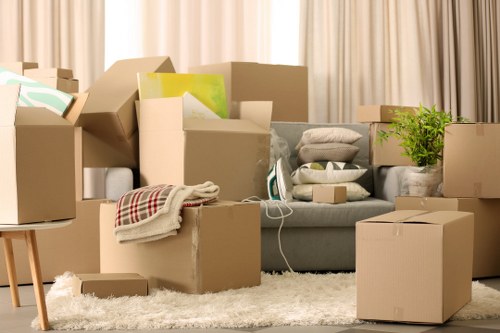 Fragile items and furniture prepared for removals in Northkensington
