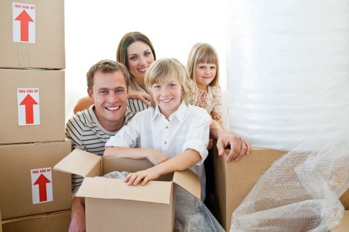 Boxes and wrapped furniture prepared for transport